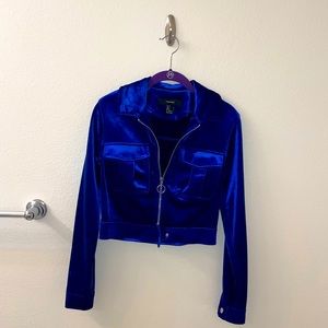 Blue Velvet Cropped Jacket